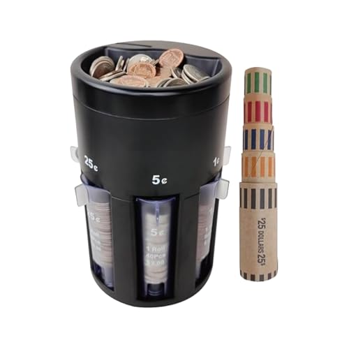 Automatischer Münzsortierer, Münzsortierer Euro Automatisch, 11.7x11.7x19.3cm Münzzähler, Mit Einlegerollen, Automatische Münzbox Mit Rollenfunktion Für Reisen, Geschäfte, Zuhause, Schulen