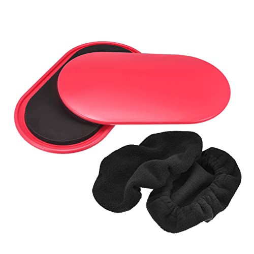 sourcing map Core Sliders, Oval Glider Discs with Feet Covers, Dual Sided Use in Home Gym for Full Body Workout, Red