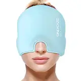 ONLYCARE Migräne Maske, Upgraded Kühlmaske Schlafmaske Kühlmütze Kühlhaube 360° Gel Surround kühlpads zur Linderung von Migräne, Kopfschmerzen, Druck