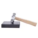 BENECREAT 6 Zoll Schmuck Mini Hammer Eisenkopf Kugel Pein Hammer Starker Holzgriff mit Gummibankblock für Schmuckherstellung DIY Handwerk