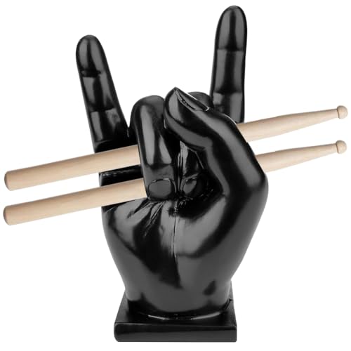 DASIAUTOEM Drumstick Halter, Creative Rock Hand, Drumstick Holder Hand, Schlagzeug Zubehör, Dekoration Drumstick Display Show Stand Kreatives Geschenke für Schlagzeuger, Schwarz, Kunstharz