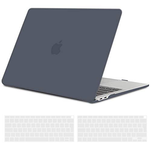 TECOOL Hülle für MacBook Air 13 Zoll Retina M1 2020 2019 2018 A2337 A2179 A1932 mit Touch ID, Schutzhülle Matt Case Ultradünne Hartschale u. EU Tastaturschutz, hellschwarz