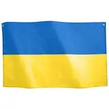 Runesol Ukraine Nationalflagge 3x5, 91x152cm, Прапор України 4 Ösen, Orthodoxes neues Jahr, Messingöse In Jeder Ecke, Ukrainische Flagge, Premium-Flaggen, Wasserdicht, Innen, Außen