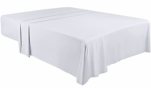 Utopia Bedding - Bettlaken ohne Gummizug - Betttuch 270 x 290 cm - Laken für Bett 180 x 200 cm - Flaches Blatt weiche gebürstete Mikrofaser - Weiß