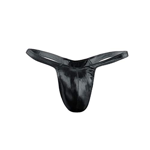 Wetlook Männer String Tanga Sexy Unterwäsche Herren Lack Unterhosen Erotisch Wäsche Sexy Reizunterwäsche Latex Lack Optik Männertanga Tanga String Party Clubwear Schwarz Einheitsgröße