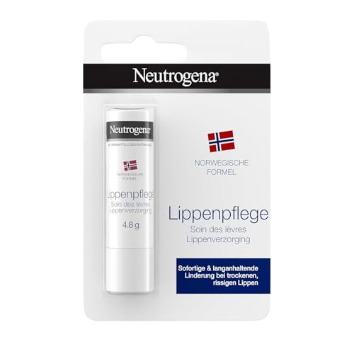 Neutrogena Lippenpflege, Lippenpflegestift mit Glycerin für rissige trockene Lippen, pflegender Lippenbalsam mit reichhaltiger Formel für schnelle und anhaltende Pflege (4,8 g)