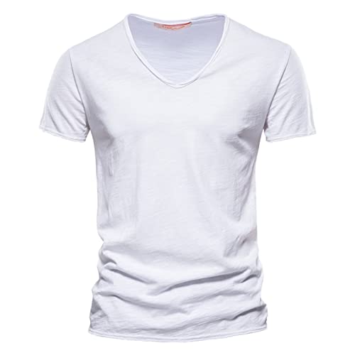 T-Shirt V-Ausschnitt Herren T-Shirt V/O-Neck - Weiß Herren Tee Crew Neck T-Shirt Tshirt Herren XXXL T Shirt Herren V Ausschnitt Muscle Cmdr Henley Shirt Herren Langarm Shirt Herren Schwarz äRmellos