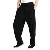 G-LIKE Herren Martial Arts Hose Kung Fu Baumwollhose (schwarz, M)