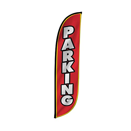 LookOurWay Parkflagge mit Federn, rot, 3,6 m