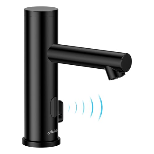 Achelous Infrarot Wasserhahn Bad für Waschbecken Badezimmer Automatischer Waschtischarmatur Handwaschbecken Mischbatterie Badarmatur Batteriebetrieb Badezimmerwaschbecken Wasserhähne mit Sensor Black