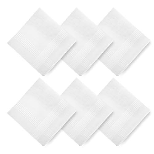 Teaaha 6 Stück Taschentücher Herren, Herrentaschentücher Baumwolle 40x40 Kochfest, Weiß Taschentücher Stoff, Traditionelle Männertaschentücher Handkerchief, Baumwolltaschentücher