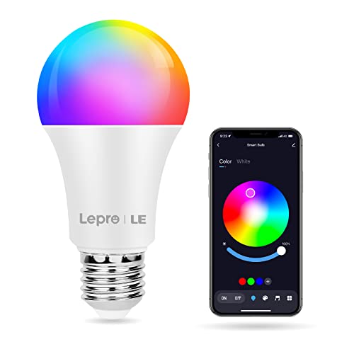 Lepro 9W E27 LED Lampe, Bluetooth APP-Steuerung Dimmbar RGBCW Birne, RGB & Warmweiß, 16 Farben, entspricht 60 W, 2700K bis Kaltweiß Kelvin LED Leuchtmittel [Energieklasse F]