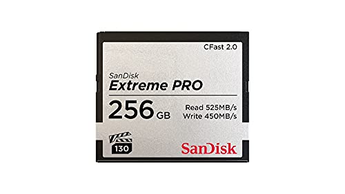 SanDisk Extreme Pro Cfast 2.0 Speicherkarte 256 GB (Für Kameras und Camcorder, VPG-130 für 4K Videos, Datenübertragungs mit 525 MB/s, Schreiben mit 450 MB/s)