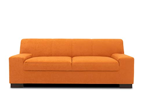 DOMO. collection Sofa Norma, 2-Sitzer Couch, 2er Polster-Garnitur mit Holzfüßen, 194 x 85 x 74 cm (BxTxH), Feinstoff orange