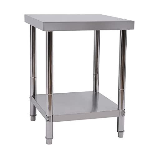 Edelstahl Tisch für Vorbereitung & Arbeit, Heavy Duty Food Prep Worktable mit Unterregal - Ideal für Restaurant, Haus und Hotel - 201 Edelstahl - Platzsparendes Design (60 * 60 * 80cm)