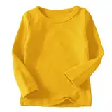 Generisch Langarmshirts für Mädchen Baumwolle Kinder Tops Einfarbig Basic Oberteile Rundhals Regular Kleidung Lässiger Bekleidung Loose Long Sleeve Top Shirt Kleinkind Thermoshirt Gelb, 8 Jahre