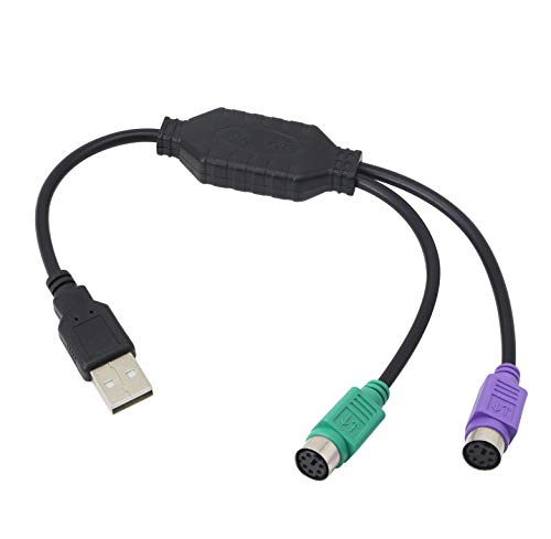 GELRHONR PS/2 auf USB-Kabel USB auf PS/2 Stecker, Aktiver USB auf Dual PS/2 Adapter, Tastatur, Maus, Konverter, Adapter für die Tastatur PS2, Schwarz
