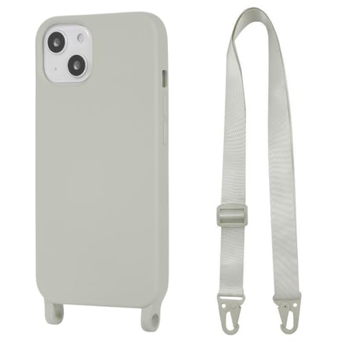 Hadwii Handykette Hülle für iPhone 15 Pro mit Band Weich Silikon Handyhülle mit Nylon Schultergurt Kordel zum Umhängen Schutzhülle Mikrofaser-Innenfutter Stoßfestes Cover, Beige