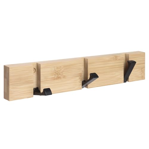 GeeRic Garderobenhaken Holz Wand, Holzplatte Garderobenleiste Faltbarer Kleiderhaken mit 3 Haken,Hakenleiste Garderobe,Jackenhalter Wand für Mäntel,Jacken