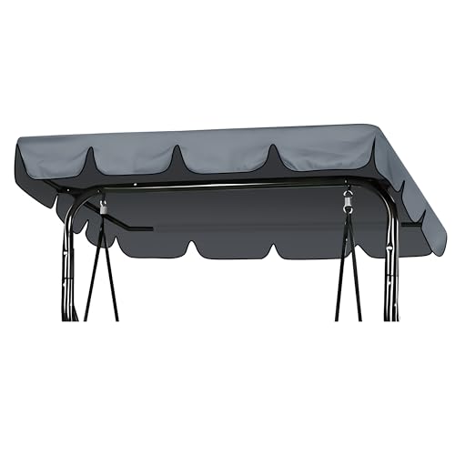 Hollywoodschaukel Dachbezug 210 X 145 cm, Wasserdicht Dach für Hollywoodschaukel 2-3 Sitzer, 420D Oxford UV Schutz Ersatzdach Sonnendach Dachplane für Hollywood Schaukel Dach Bezug (Grau)