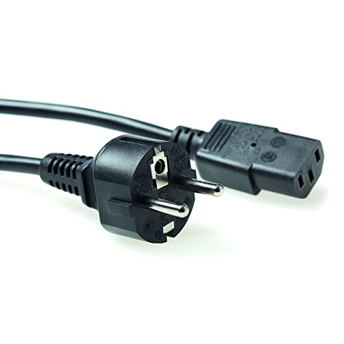 ACT Kaltgerätekabel 1.5m, C13 Kabel, PC Stromkabel, CEE 7/7 Schutzkontakt auf C13 3 Pin – AK5014 Schwarz