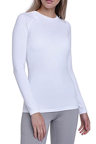 TCA Thermounterwäsche Damen Extra Warm - Thermo Unterwäsche für Sport - Thermoshirt Funktionsshirt Langarm - Kompressions Laufoberteil - Weiss, M