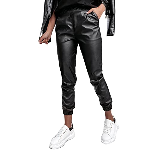 Chnnamzu Lederhose Damen Lederhosen Damen Leder Hosen Damen Kunstleder Hosen Damen Kunstlederhose Damen Lederhose Lederhose Damen Schwarz Lederimitat Hose Damen Lederhose Damen High Waist