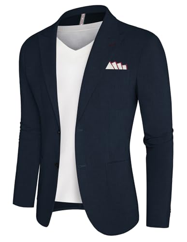 PJ PAUL JONES Herren 2 Knöpfe Sakko Anzugjacke Regular Fit Einfarbig Sportlich Blazer Business Anzug Jacke Marineblau L