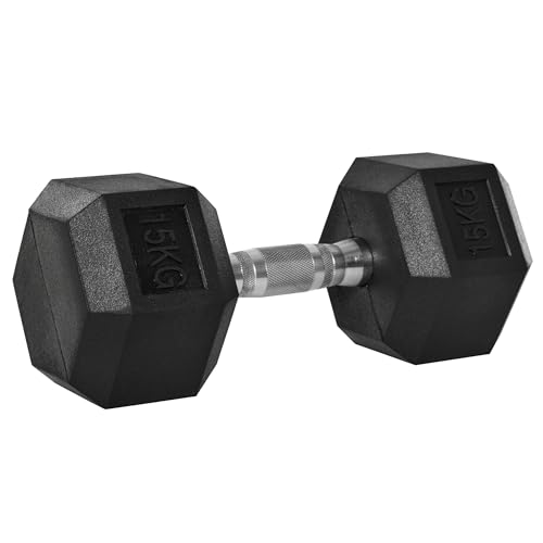 HOMCOM Hanteln mit gerändeltem Griff, Kurzhantel aus Gusseisen, 1 x 15kg, Kurzhanteln für Männer und Frauen, Dumbbell für Zuhause, Fitnessstudio, Krafttraining