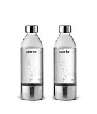 aarke 2er-Pack PET-Flaschen für Wassersprudler Carbonator 3, BPA-frei mit Details in Edelstahl, 800ml, AASPB1-STEEL