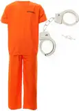 STRÄFLINGS KOSTÜM = VON ILOVEFANCYDRESS®= FÜR MÄNNER ODER FRAUEN- 2 TEILIG ANZUG = IN ORANGE MIT DER AUFSCHRIFT PRISONER AUF DER VORDER UND DER RÜCKSEITE = MIT HANDSCHELLEN = ELASISCHER HOSENBUND = DAS PERFEKTE KOSTÜM FÜR JEDE GEFÄNGNISS VERKLEIDUNG = AN 