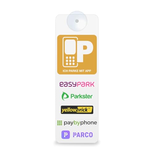 Betriebsausstattung24 Parkvignette für digitale Ticketanbieter - 8,0 x 24,0cm - Mit Saugnapf - easypark, Parkster, yellowbrick, paybyphone, Parco
