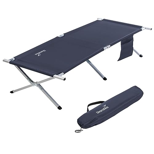 Skandika Campingliege Vuoma | Klappbare Sonnenliege mit Organizer-Tasche, max. 200 kg, 210 x 75 cm, Anti-Rutsch-Füße, Tragetasche | Feldbett Outdoor, Camping, Strand, Garten