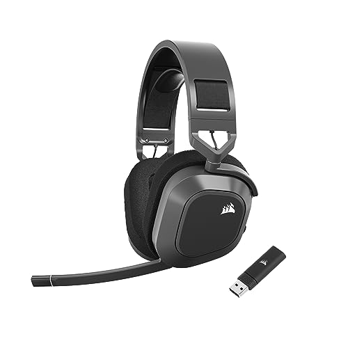 CORSAIR HS80 MAX WIRELESS Multiplattform-Gaming-Headset Mit Bluetooth – Dolby Atmos – Omnidirektionales Mikrofon – iCUE-Kompatibel – PC, Mac, PS5, PS4, Switch, Mobil – Stahlgrau