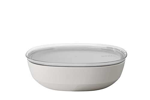 Mepal – Servierschale mit Deckel Silueta – Spülmaschinen- und mikrowellenfest – Salatschüssel – Tapas Teller – Geschirr – 4000 ml – Nordic white
