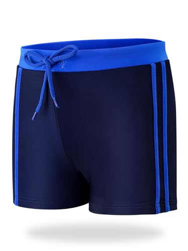 Aiseyi Badehose Jungen Badeshorts Schwimmhose Kinder mit Gefüttert Elastischer Bund Dunkelblau 152