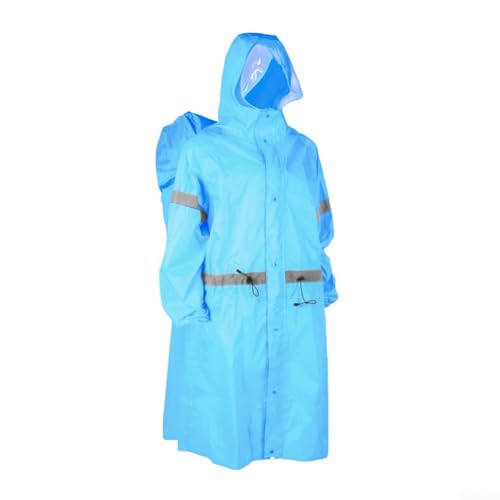 Zilimontt Regenponcho, reflektierender Rucksack-Poncho, Regenschutz, leichter und Regenponcho mit reflektierenden Streifen, Rucksack-Poncho faltbar für Outdoor-Wandern (L blau)