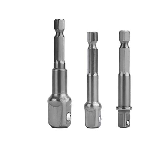 Adapter Sechskant auf 1/4", 1/2", 3/8" Vierkant - Daoxue 3 Stück Sechskant Stecknuss Adapter Stecknussadapter Steckschlüssel Schraubenschlüssel Nuss Set Verbindung Verlängerung für Akkuschrauber