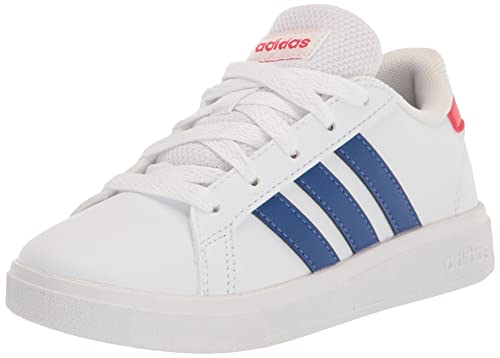 adidas Grand Court 2.0 Tennis Shoe, White/Team Royal Blue/Vivid Red, 7 US Unisex Big Kid