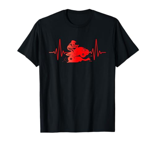 Quadfahrer Herzschlag Motiv, EKG Linie, Quad Leidenschaft T-Shirt