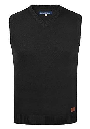 Blend Larsson Herren Pullunder Strickweste Feinstrick mit V-Ausschnitt, Größe:L, Farbe:Black (70155)