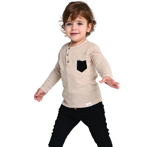 deiko Kinder Jungen Mädchen Unisex Kleidung%100 Baumwolle Outfit Kinder Kleidung Set | 2tlg langärmliges Oberteil und Hose mit Taschen