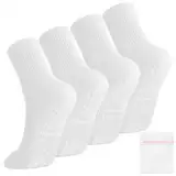 taonganui 4 Paar Pilates Socken Stoppersocken Damen 35-39, Yoga Socken Rutschfeste Socken Antirutschsocken Damen Anti Rutsch Grip Socks für Damen Pilates, Yoga, Tanz, Ballett (Weiße)