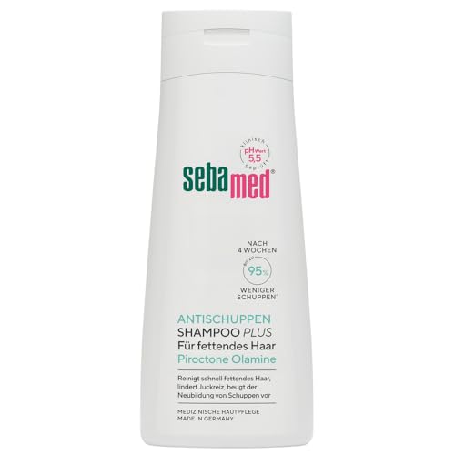 Sebamed Antischuppen Shampoo plus, 95% weniger Schuppen nach nur 4 Wochen, Shampoo für Damen und Herren, auch zur Bekämpfung von fettendem Haar und Juckreiz, für die tägliche Reinigung, 200 ml