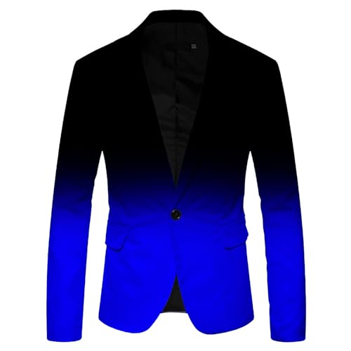 Generisch Blazer Herren 3D Farbverlauf Sakko Modisch Party Anzüge Ferizeit-Jackett Funky Anzug Neon Farbigen Anzugjacke Modern Sportlich Reverskragen AnzugSakko Jacke Slim Fit Anzugmantel