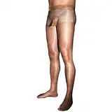 BESYFAY Herren Sexy Öl Glänzend Strumpfhosen 1 Den Transparent Ultradünnes Seidenglatt Feinstrumpfhose mit Penishülle