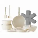 Redchef Topfsets Pfannenset 16-Teilig Antihaft-Keramik-Kochgeschirr-Set mit Abnehmbaren Griffen, Pfanne 20/26cm, Tiefe Bratpfanne 26cm, Topf 18/20cm, Stapelbar Topfset Für alle Herdarten, Ofenfest