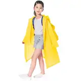 Chstarina Regenmantel für Kinder, EVA Regenmantel für Mädchen Jungen, Regenponcho Kinder Wasserdicht Wiederverwendbar, Regenjacke mit Kapuze und Rucksackabdeckung, Gelber Regencape für Reisen, Wandern