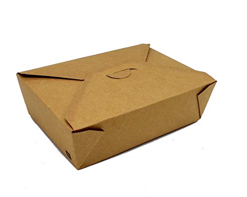 BAMI EINWEGARTIKEL | Foodbox | Menübox | Snackbox | Asiabox | Pommesbox | Take Away Box | Einwegbox | Kraftpapier, Braun, 66oz, 213x158x63mm | BIOLOGISCH ABBAUBAR | 50 Stück