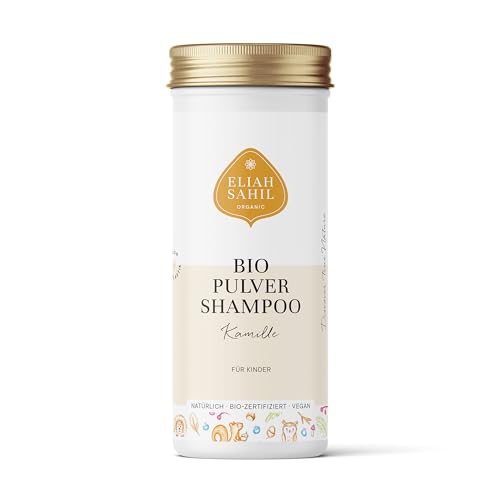 Bio Kindershampoo von ELIAH SAHIL I Hautfreundliches Kamile Pulver Shampoo I Für Mädchen und Jungen I Haut und Haar I 100% Bio zertifizierte Naturkosmetik I Vegane Kosmetik I 100 Gramm ca. 30 Wäschen